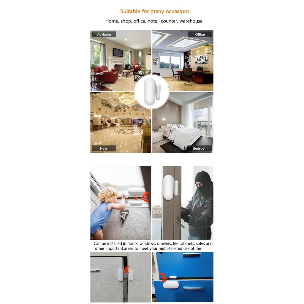 Smart Life App Smart Door Open/closed Detectors Wifi Window Sensor Independent Magnetic Smart Door Sensor Alexa Tuya App Control