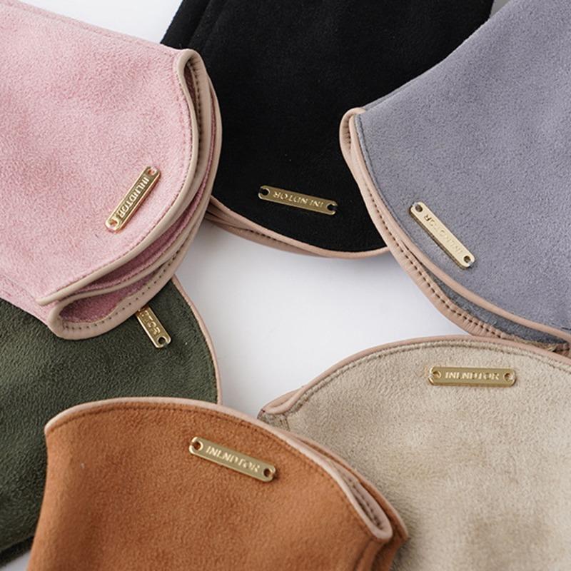 Woman's Winter Warm Suede Leather Touch Screen Driving Gloves Man's Cold Plus Velvet Thick Fingerless Flip Cycling Mittens