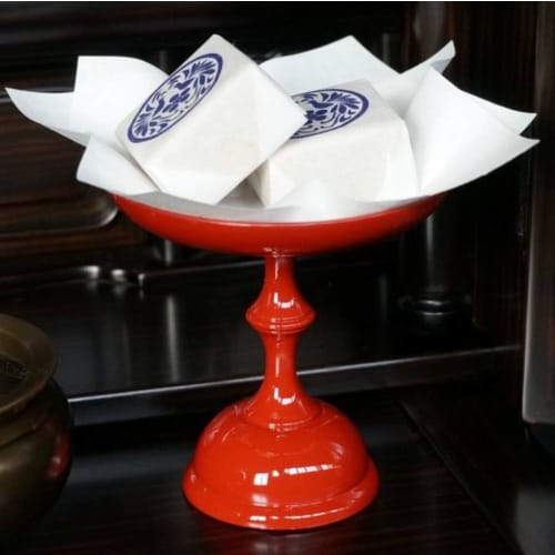 Sanmeni Takatsuki (Chukyo Style) All-vermilion 7.0 Inches (2 Pieces) Buddhist Altar Accessories