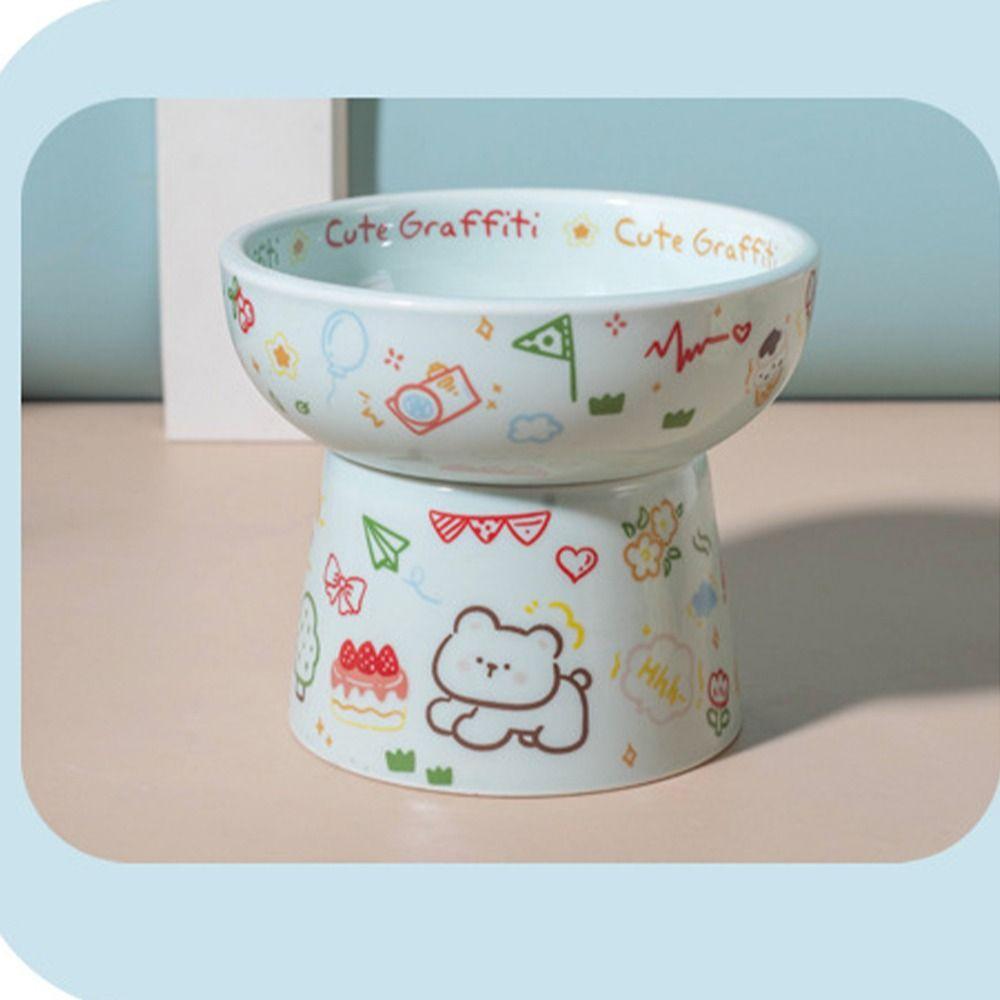 Dispenser Cibo Ciotola Ceramica Gatto Carina Multiuso Cane Ciotola Alimentazione Antiscivolo Creativa Ciotola Acqua Pet Gattino Cucciolo