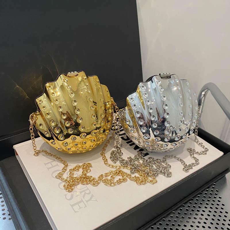 Women's Mini New Fashion Shell Shoulder Bag Ladies' Dinner Bag Shiny Crossbody Shell Bag