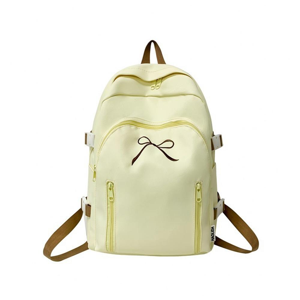 Large Capacity Bow Backpack Solid Color Korean Style School Bag Student Schoolbag  Travel Backpack