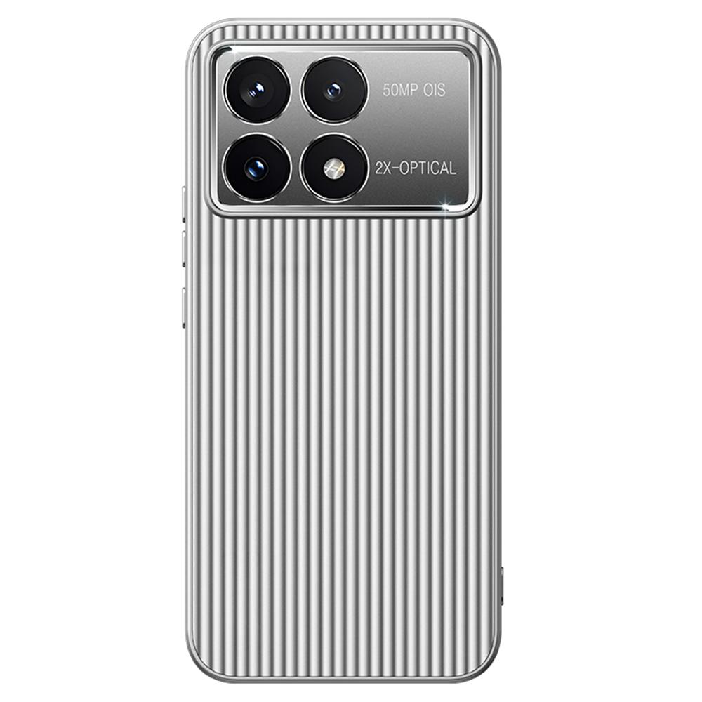 

For Xiaomi Poco F6 Pro 5G/Redmi K70 5G/K70 Pro 5G Case PC+TPU Phone Cover Corrugated Pattern Silver