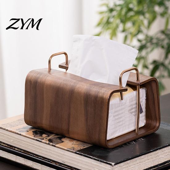 Sturdy Storage Box Wooden Tissue Holder, Rectangular Decorative Paper Napkin Dispenser, Compact Dispenser Organizer, for Office Desk Home Decor