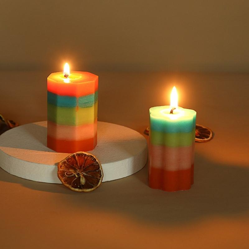 4 Stück Geometrische Zylinder Silikon Kerzenformen Gestreifte Zylinder Silikon Kerzenformen für Kerzenherstellung Gipsdekoration