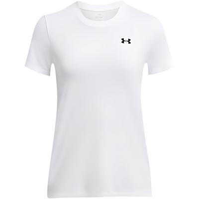 T-shirt damski z nadrukiem logo, casualowy, z okrągłym dekoltem, krótkim rękawem, biały 1384231-100