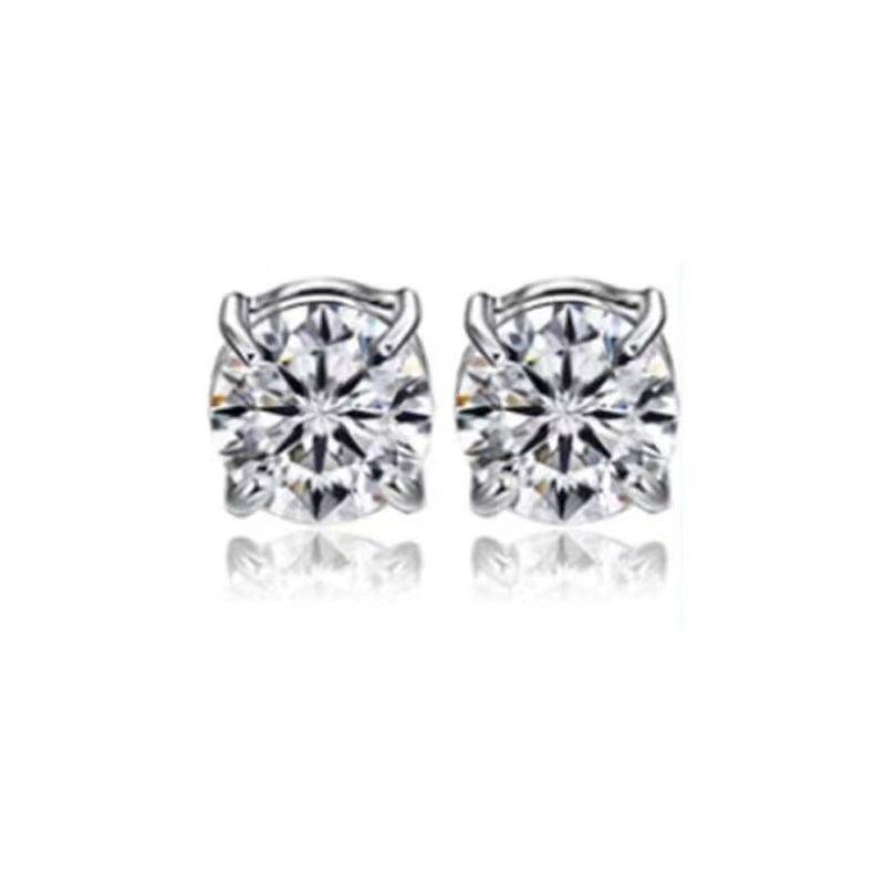 6-8MM Manyetik Küpeler Erkek Kadın Parlak Yuvarlak Zirkon Saplama Küpeler Deliksiz Hipoalerjenik Paslanmaz Çelik 1 Çift