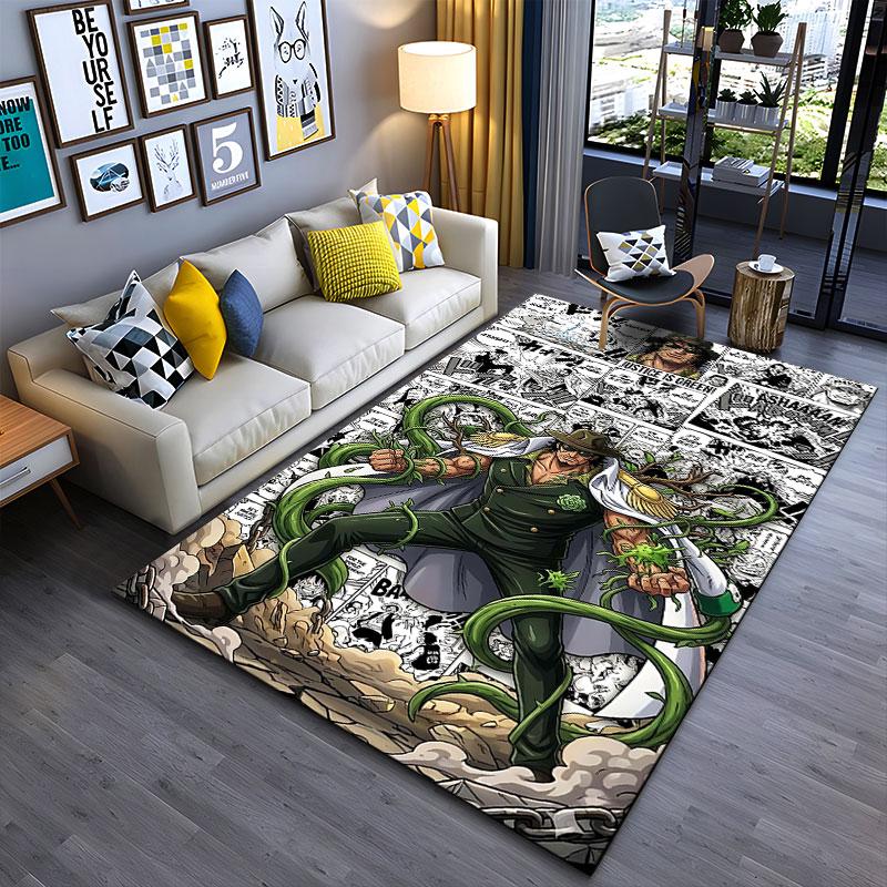 "Green Character Manga Design" suitable as a non-slip mat for the living room or bedroom sofa