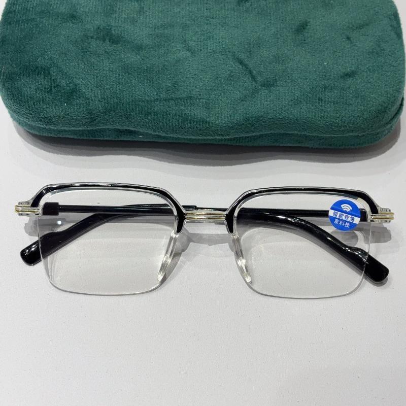 Half Rim Presbyopic Glasses Anti Blue Light Smart Zoom Lightweight Reading Eyewear for Outdoor Walking Use