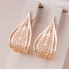 New Trend Rose Gold Bridal Earrings For Women Unusual Hollow Flower Long Drop Earrings Wedding Daily Fashion Jewelry