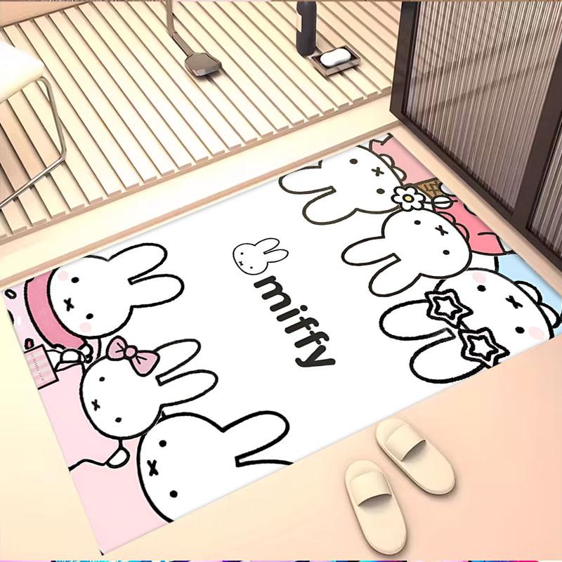 Miffy Print Rug, Washable Floor Carpet, For Entryway Dorm Laundry Room Office Study, Home Decor Birthday Christmas Gift