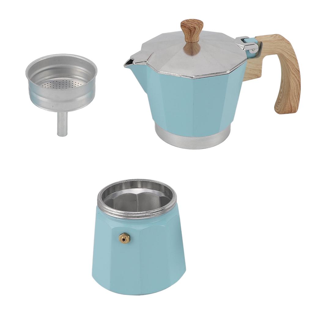 Moka Pot 300ml Easy Operation Preserves Flavors Classic Italian Mocha Pot for 6 Cups Blue