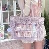 New Y2k Sweet Ita Shoulder Bag Lolita Girl Transparent Tote Bag Women Large Capacity Lace Crossbody Bag Cute DIY Display Handbag