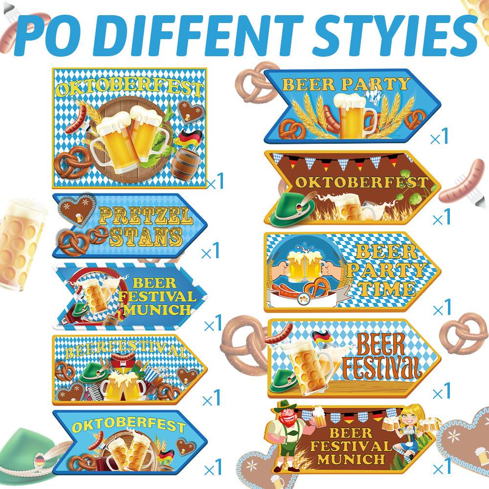 

Beer Munich Festival Party Paper Lawn Stakes Direction Signage Set Event Decor