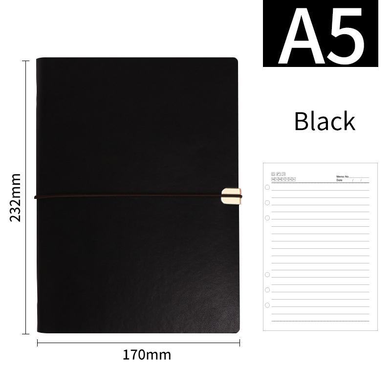 A5 B5 Business Leather Journal Notebooks 6 Ring Binder Planner with 100 Sheets  Blank Printed Loose-leaf Diary Notebook