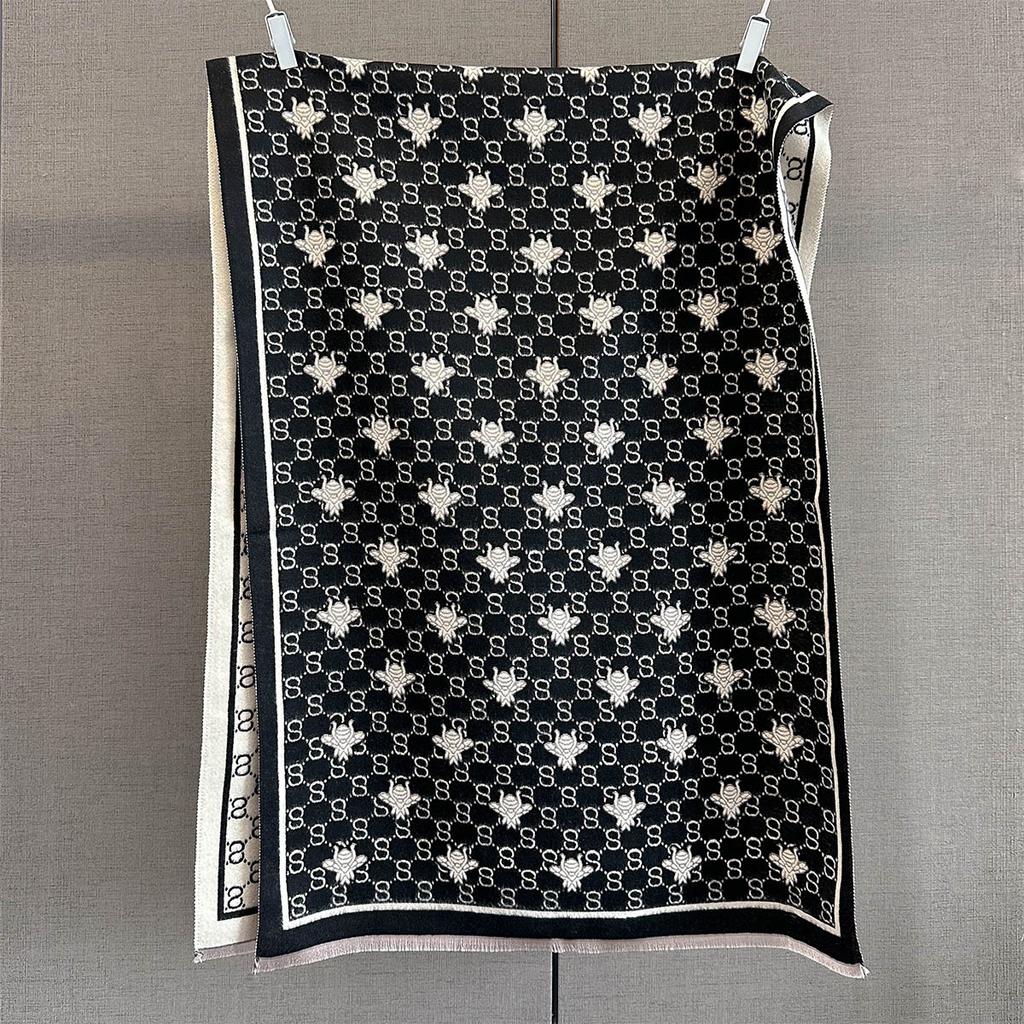 Autumn New Temperament Imitation Cashmere Bee Jacquard Scarf Women's Thickened Warm Long Trendy Scarf
