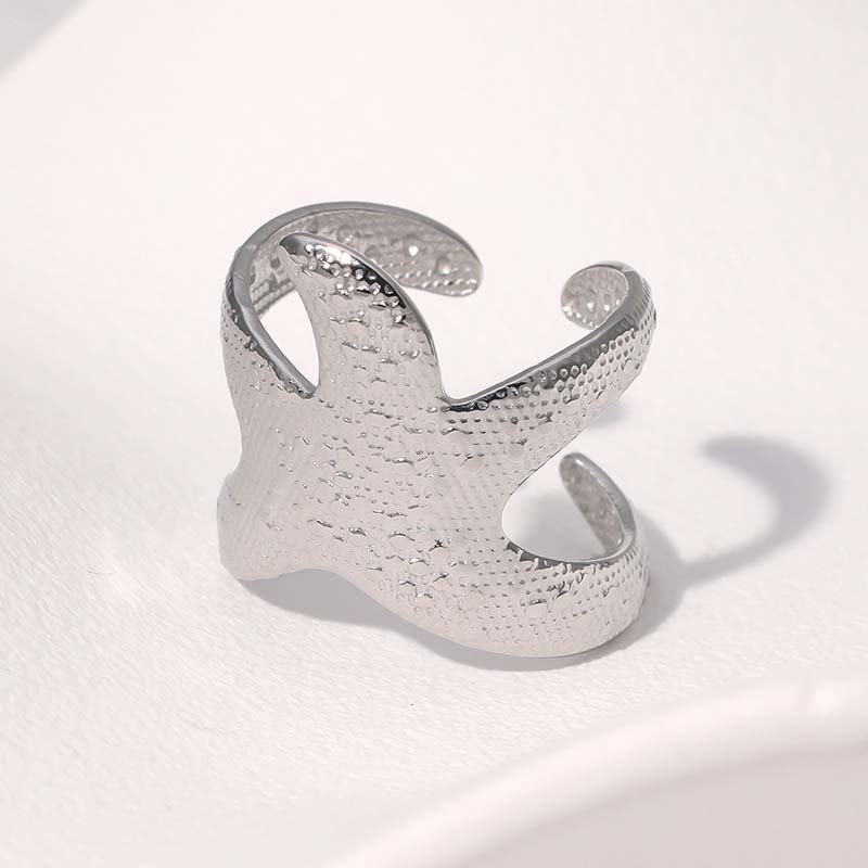 Stainless Steel Metal Starfish Open Ring for Women Fashion Gold Color Star Adjustable Wide Ring Beach Waterproof Jewelry