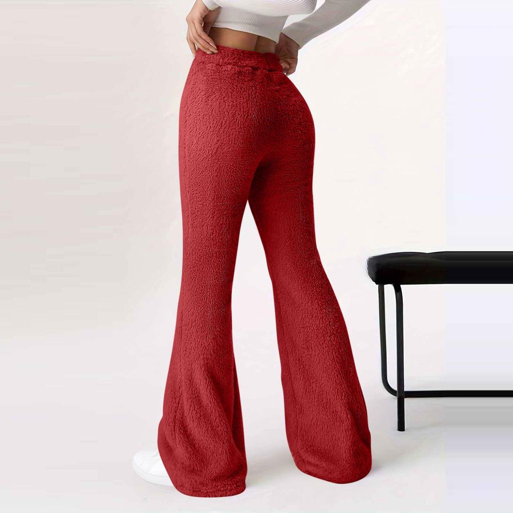 2025 Women's Wide-Leg Warm Plush Elastic Waist Pants