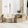 VidaXL 7-Piece Garden Sofa Set with Beige Cushions Poly Rattan 3359838