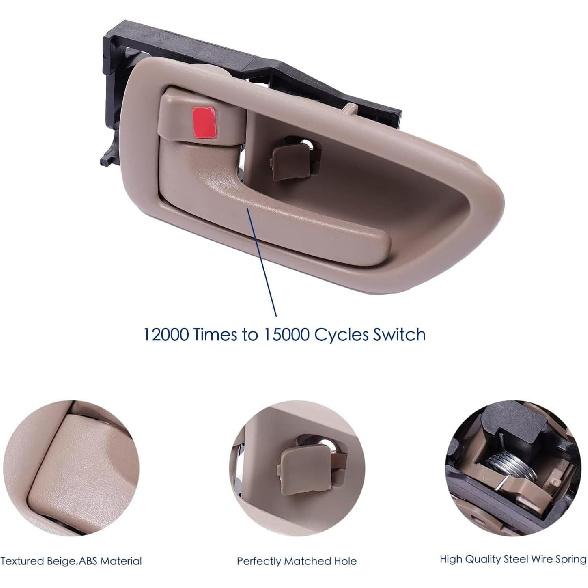 2Pcs Interior Door Handles Driver & Passenger Side For 2001-07 Toyota Sequoia, 2000-2004 Avalon, 2004-2006 Tundra - Crew Cab ONLY - Four Full-Sized