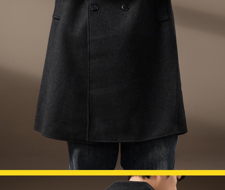 Men's Mid-Length High-Grade Double-Faced Wool Business Coat - Thick, Warm, and Fashionable for Winter