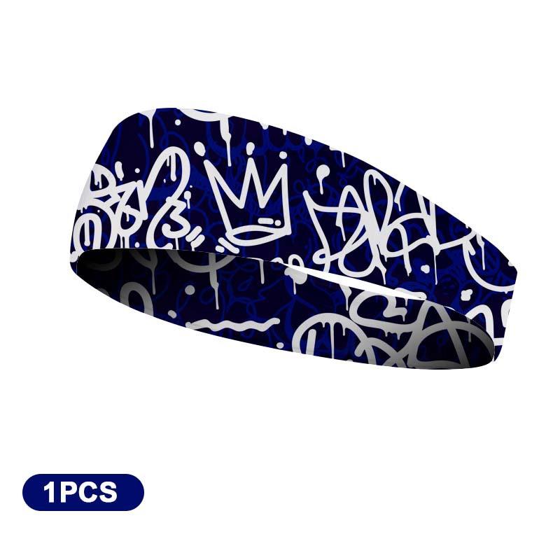

Sports Headband Graffiti Punk Style Running Hairband Breathable Non-slip Workout Headband Men Women Sweat Absorb Elastic Band синій