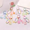 Acrylic Flower Keychain with Quicksand Charm Eye catching Moving Sand Keyring Keys Chain Ornament for Bag Phone Cover