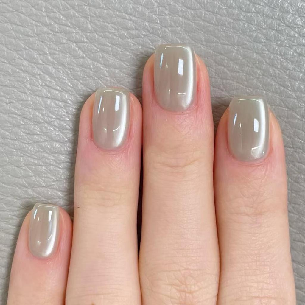 Cat Eye Wearable False Nails - Simple Whitening, Removable, High-End Nail Patches