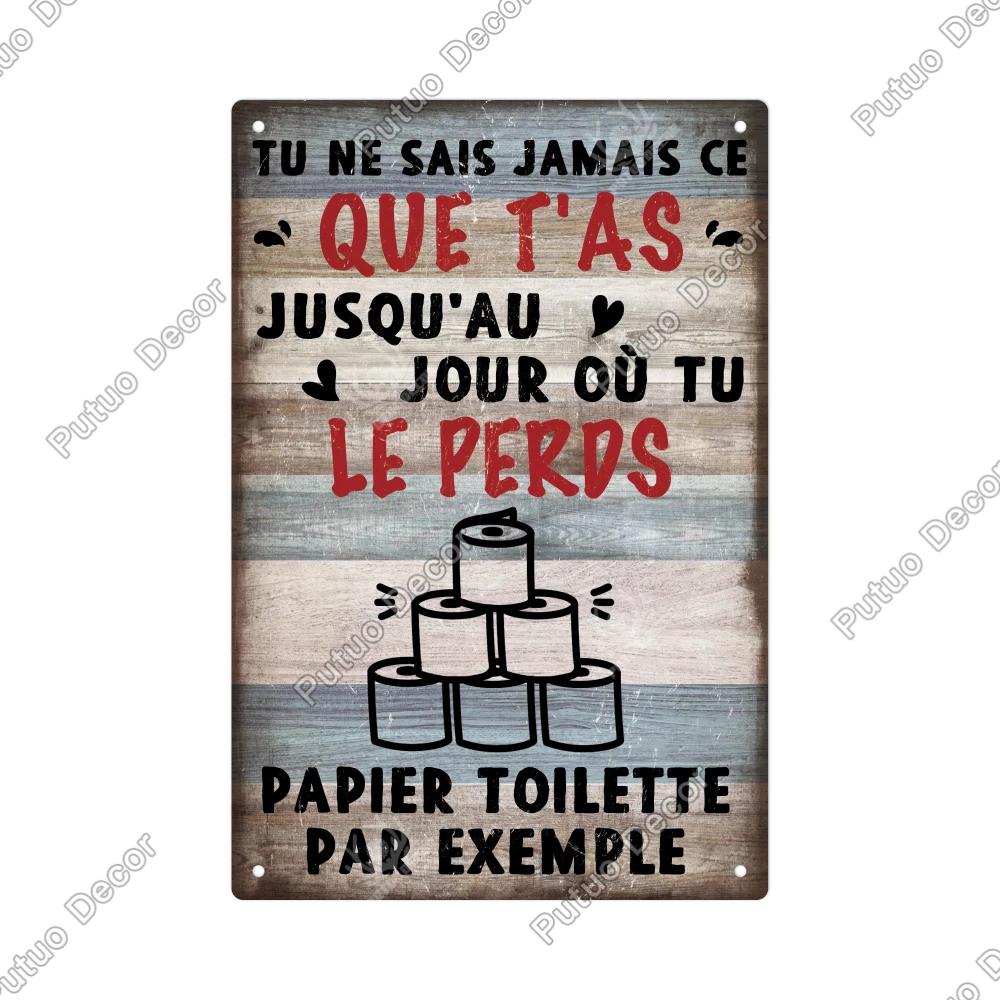 Putuo Decor Vintage Metal Tin Sign x Inches Durable Wall Art for Toilet Retro Metal Plaque for Home Decor Unique Wall Decoration