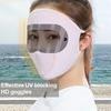 UV Protection Black White Double Lenses Full Face Sunscreen Mask Cool Breathable Thin Ice Silk Mask Outdoor Riding Goggles Mask