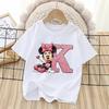 Summer Style Minnie Cute Letter-printed Children's T-shirt - Cotton Children's Clothing - Suitable for Girls' Short-sleeved Top