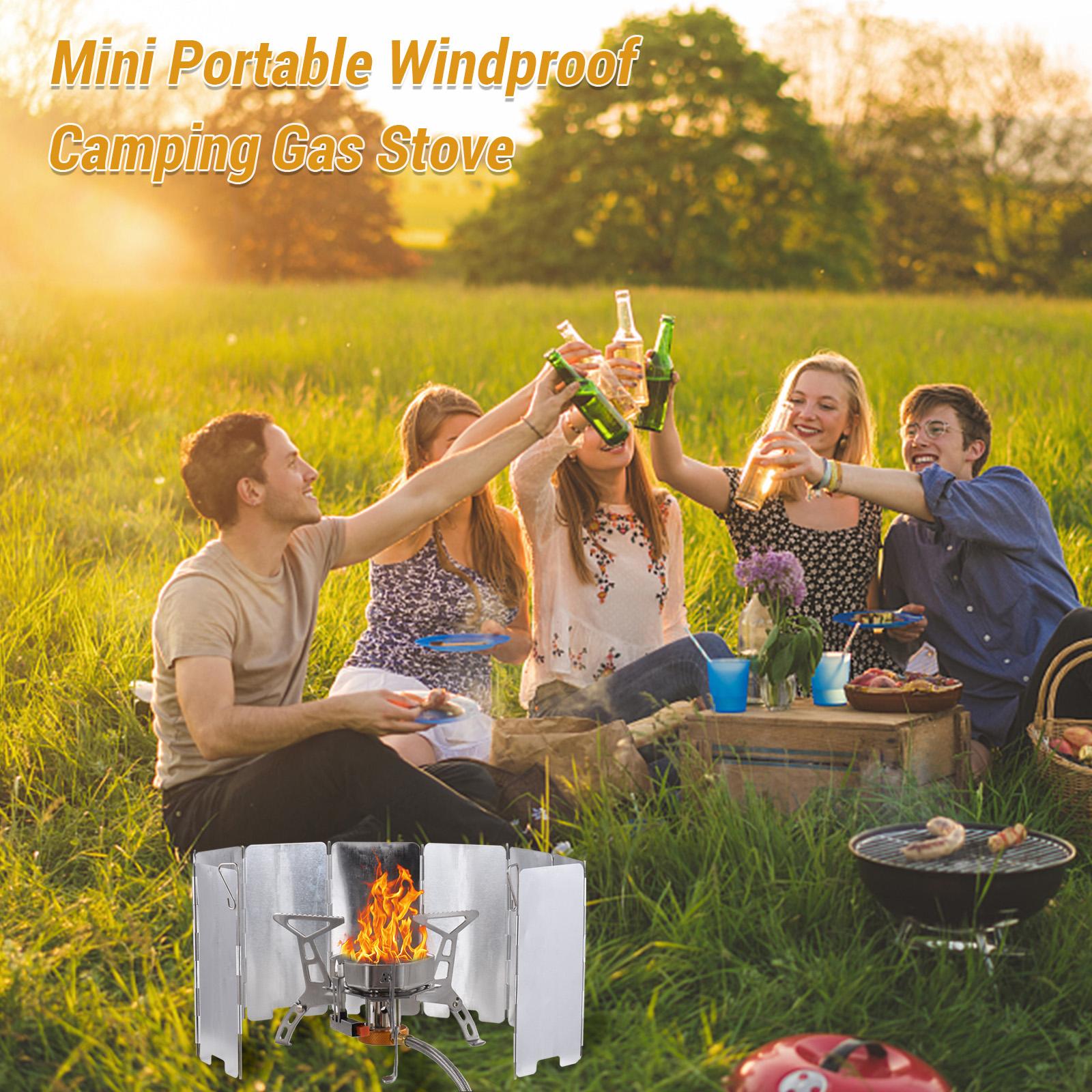 Camping Stove Portable Gas Stove Outdoor Cooking Stove Camping Gas Stove Kit for Hiking Lightweight and Foldable