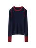 Women's Loose Color Block Cashmere Sweater - Autumn Winter 2026