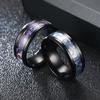 Elegant Stainless Steel Black Shell Ring Colorful Purple for Women Men  Jewelry Adjustable Size 6-13