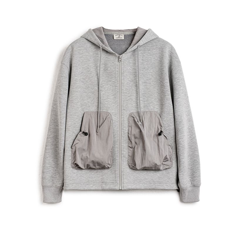 Madden Parka American Casual Air Layer Cardigan Sweatshirt Patchwork Pocket Sports Zipper Hooded Outwear Men's Autumn