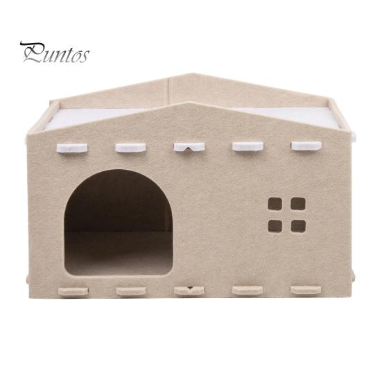 Atmungsaktives Katzenbett Große Höhle Haustierhaus Filz Spiel-Ruhe-Bereich Komfortable Nistbox Versteckwürfel 2-in-1 Kratzbrett für Wohnungskatzen mit