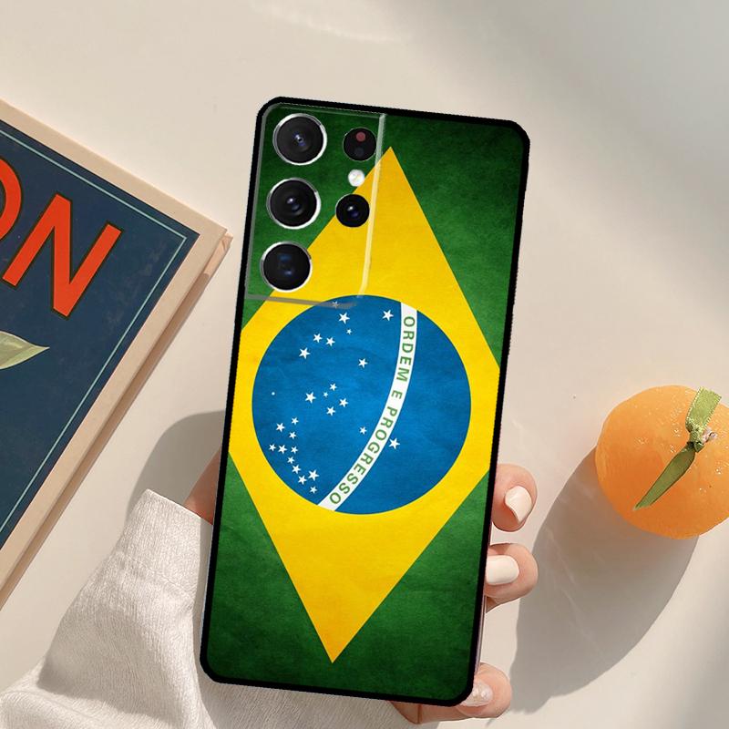 Brazil Brazilian Flag Phone Case For Samsung Galaxy S26 S25 S20 S21 S22 S23 S24 Ultra S10 Plus S25 FE Back Cover