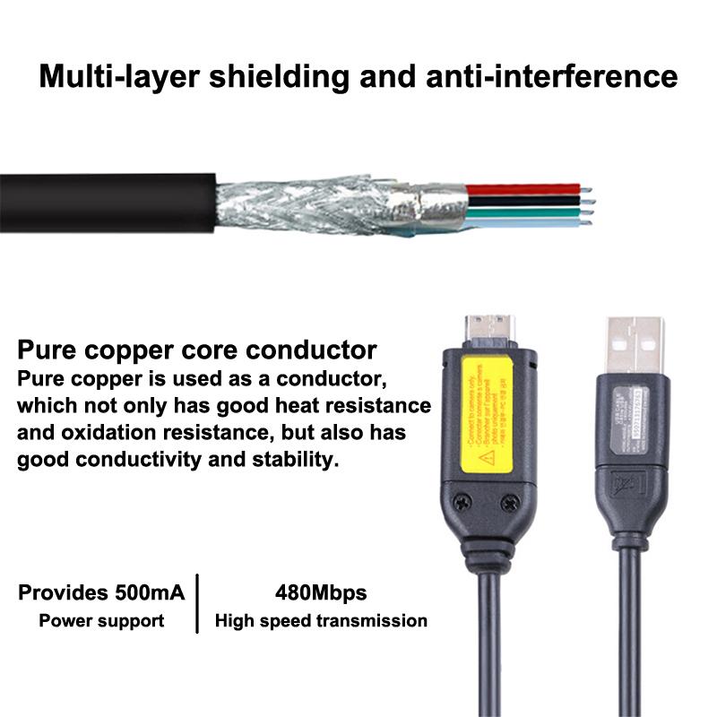 High Quality Camera USB Data Cable Samsung ES65 ES75 PL170 NV3 ES7 Support Fast File Download for Home Studio Use