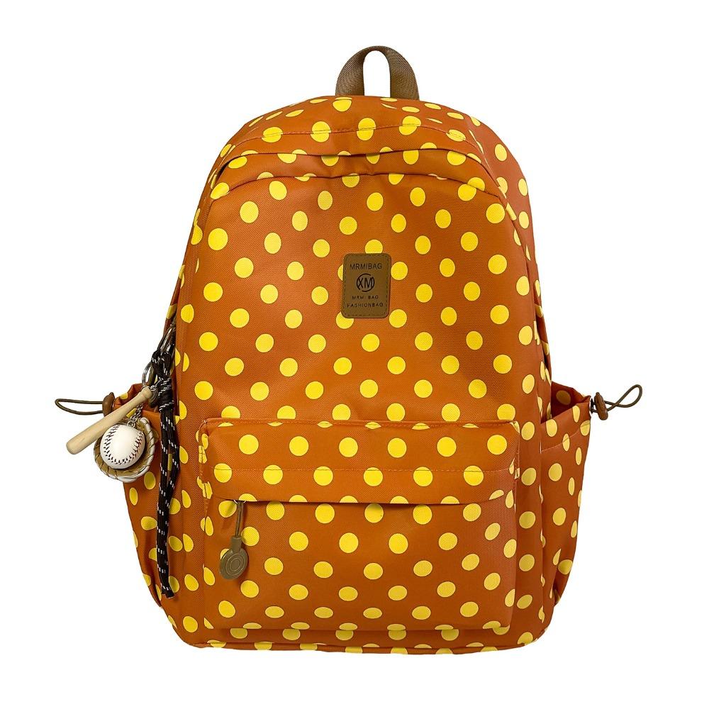 Multicolored Polka Dot Backpack Sweet Student School Bag Cute Lace Trim Rucksack Daily