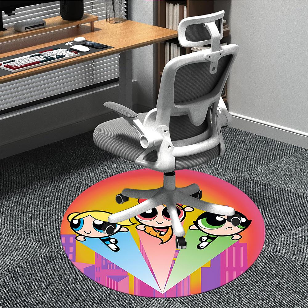 

1pc Powerpuff Girls Office Round Area Rug, Under Office Chairs Bedroom Living Room Home Decor, Room Deco, Available in Various Sizes 80cm