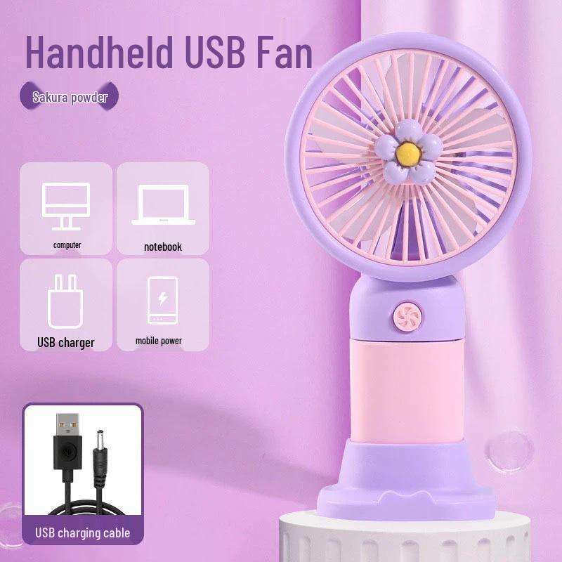 Portable Mini Handheld USB Fan with Powerful Wind and Desktop Stand