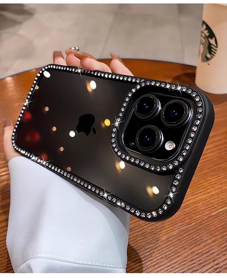 

Highend Luxury Quality Diamond Glitter Transparent Phone Case For iPhone 12 13 14 15 16 Pro Max Plus Shockproof Clear Soft Frame Bumper Cover For iPhone 14 Pro