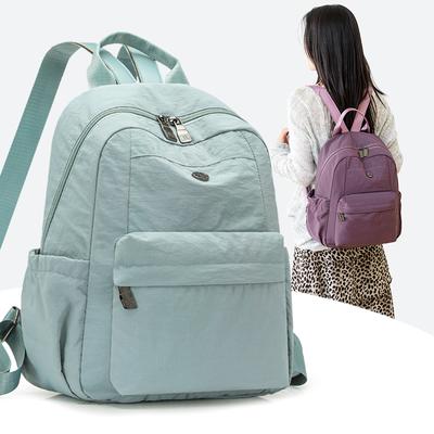 Sac à dos de couleur unie pour femme, grande capacité, hydrofuge, en nylon