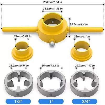New 6pcs Plastic Pipe Thread Die Kit PVC Pipe Threader Plumbing Tool