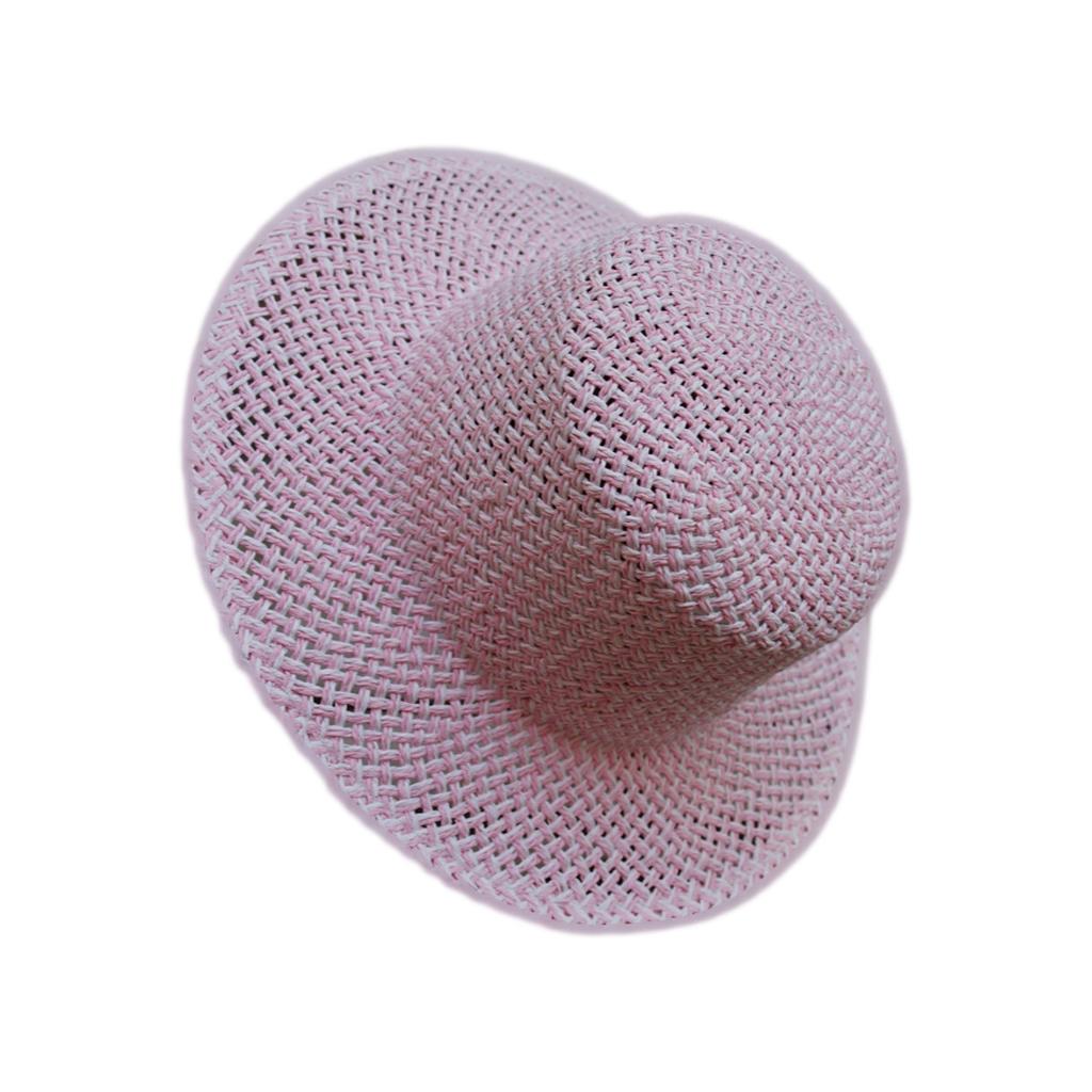 Korean Version Of Casual Girl Pink Woven Flat Top Top Hat Women'S Summer Sunshade Sunscreen Travel Vacation Beach Straw Hat