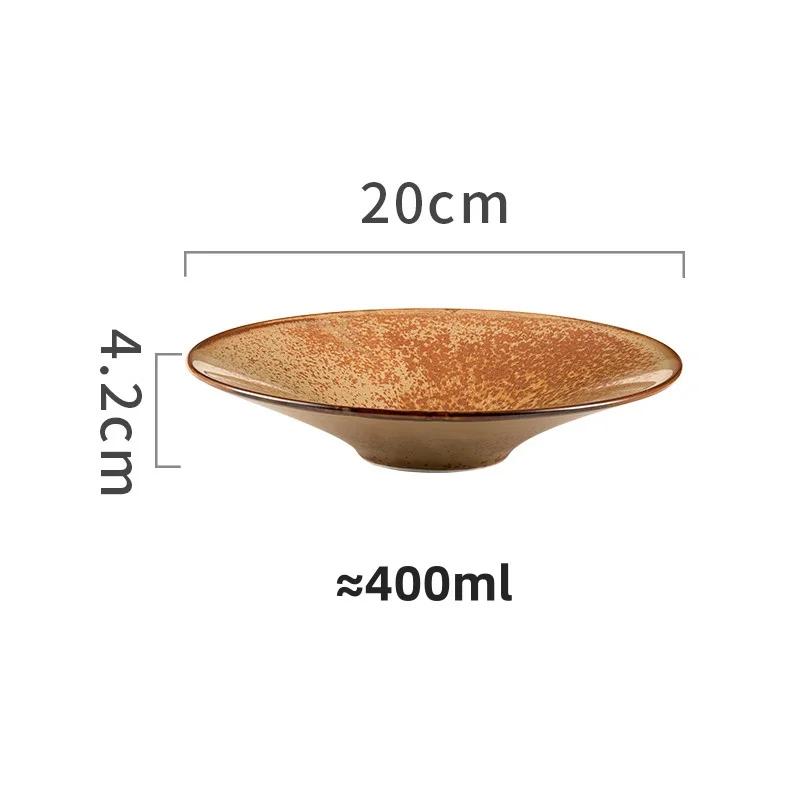 

Japanese style hat deep plate high aesthetic ceramic household vegetable tray Western cuisine salad Italian noodle plate