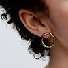 Pandora Circle Water Wave Design Gold Plated Earrings Women earrings 263265C00