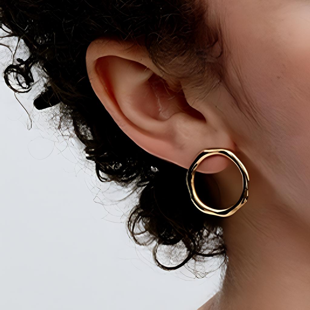 Pandora Circle Water Wave Design Gold Plated Earrings Women earrings 263265C00