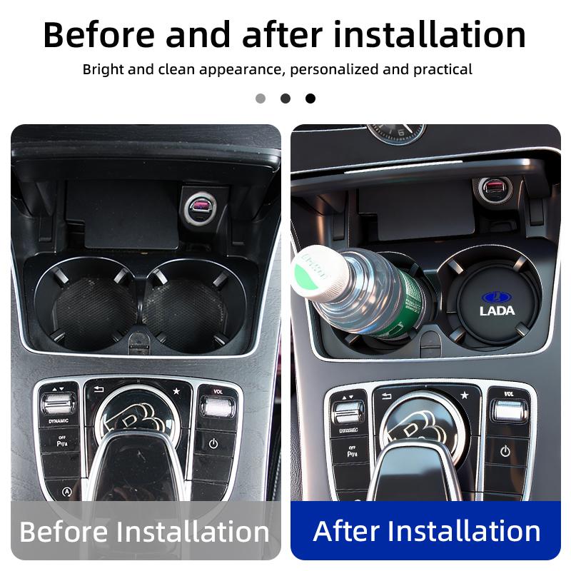Car Accessories Interior Leather Edged Water Cup Pad For Lada Priora Sedan Sport Kalina Granta Vesta Niva Largus Vaz Samara 2110