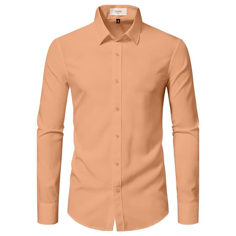 Camisa de Negocios de Manga Larga para Hombre sin Planchar - Antiarrugas y Ropa Casual de Verano